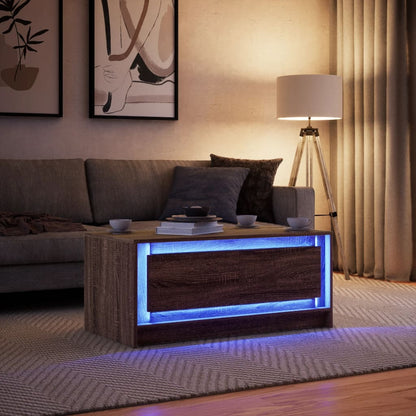 vidaXL Table basse LED marron aspect chêne Aggloméré