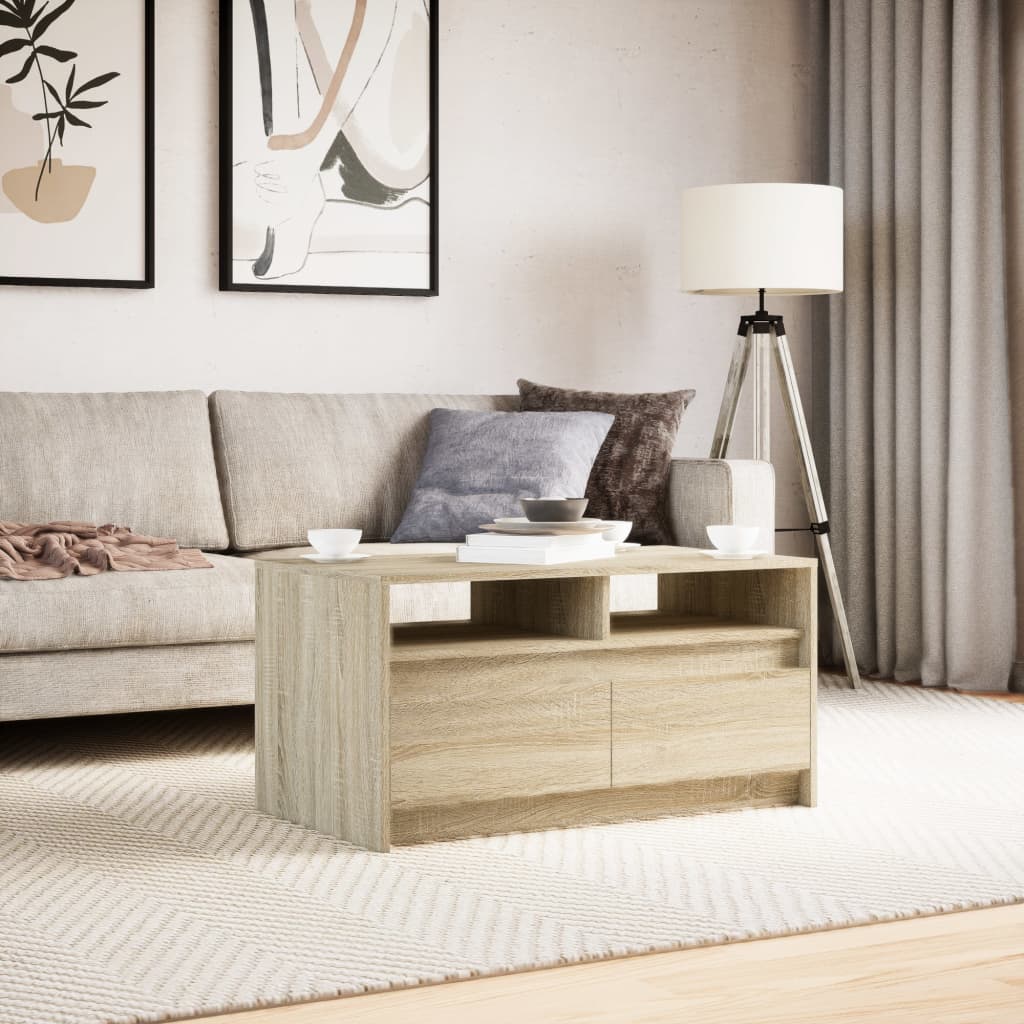 vidaXL LED-Couchtisch Sonoma-Eiche Holzwerkstoff