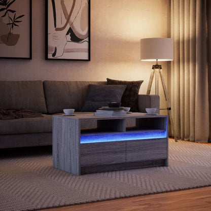 vidaXL LED-Couchtisch Grau Sonoma Holzwerkstoff