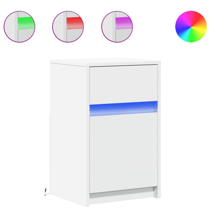 vidaXL Table de chevet avec lumières LED Blanc Bois d'ingénierie