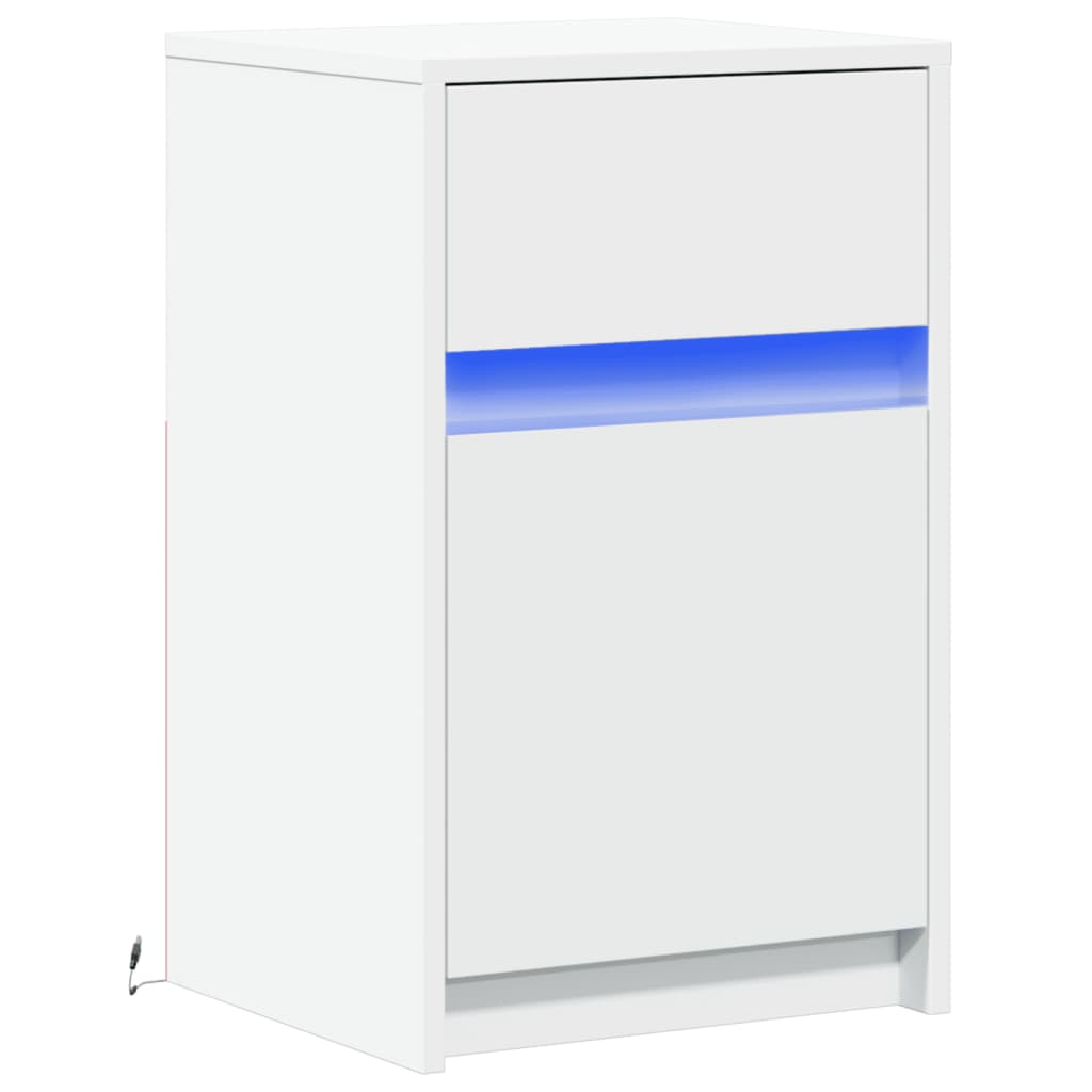 vidaXL Table de chevet avec lumières LED Blanc Bois d'ingénierie