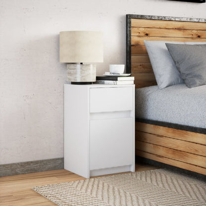 vidaXL Table de chevet avec lumières LED Blanc Bois d'ingénierie