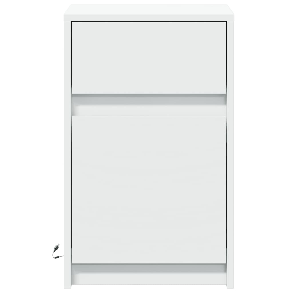 vidaXL Table de chevet avec lumières LED Blanc Bois d'ingénierie