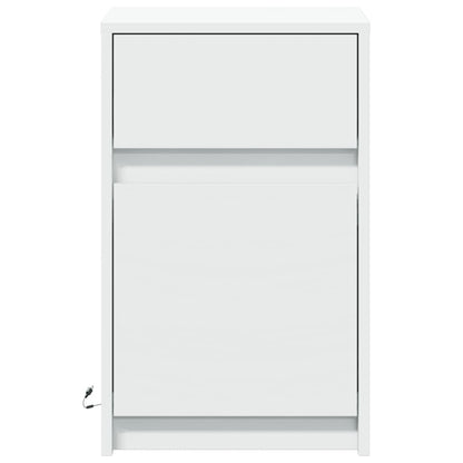 vidaXL Table de chevet avec lumières LED Blanc Bois d'ingénierie