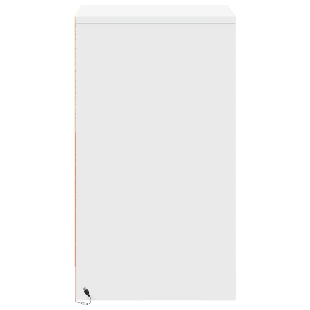 vidaXL Table de chevet avec lumières LED Blanc Bois d'ingénierie