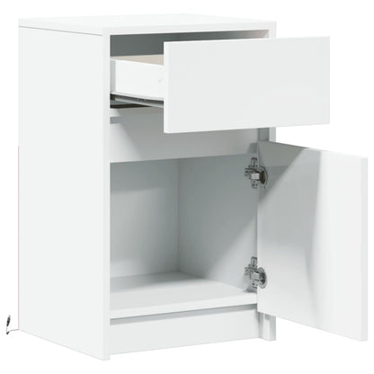 vidaXL Table de chevet avec lumières LED Blanc Bois d'ingénierie