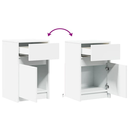 vidaXL Table de chevet avec lumières LED Blanc Bois d'ingénierie