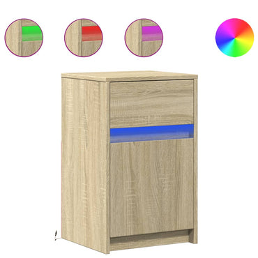 vidaXL Table de chevet avec lumières LED chêne Sonoma aggloméré