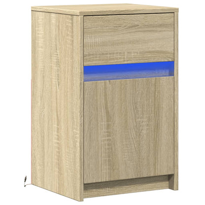 vidaXL Table de chevet avec lumières LED chêne Sonoma aggloméré