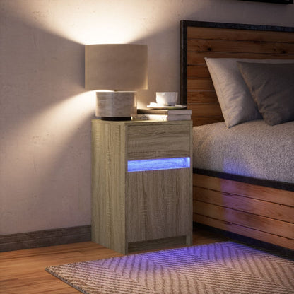 vidaXL Table de chevet avec lumières LED chêne Sonoma aggloméré