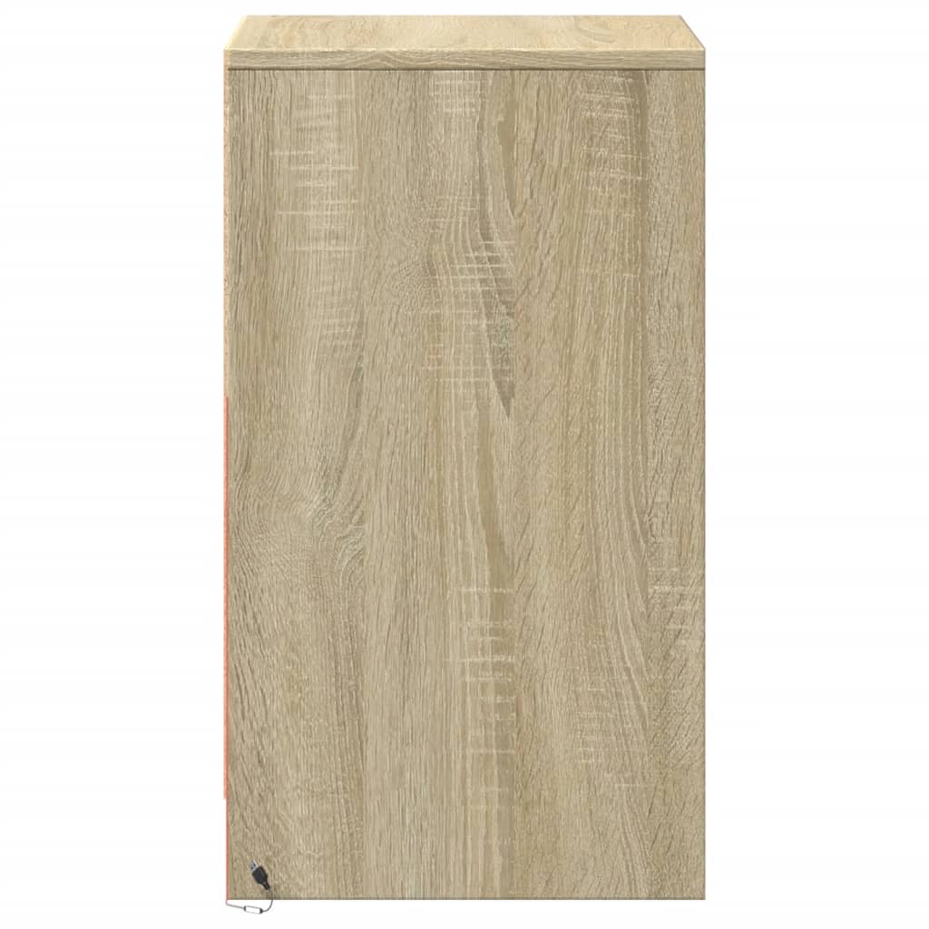 vidaXL Table de chevet avec lumières LED chêne Sonoma aggloméré