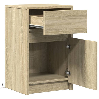 vidaXL Table de chevet avec lumières LED chêne Sonoma aggloméré