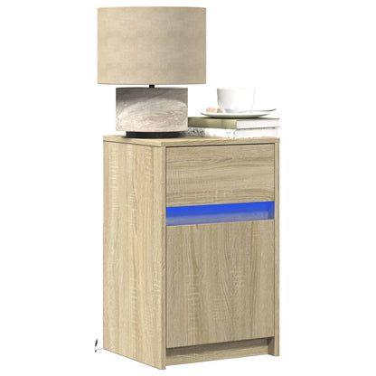 vidaXL Table de chevet avec lumières LED chêne Sonoma aggloméré