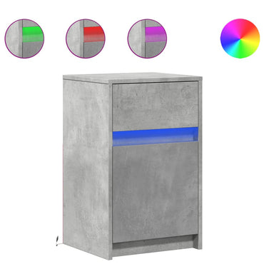 vidaXL Tables de chevet avec lumières LED 2 pcs Gris béton Bois d'ingénierie