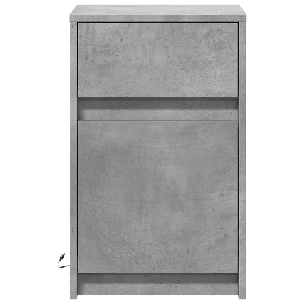 vidaXL Tables de chevet avec lumières LED 2 pcs Gris béton Bois d'ingénierie