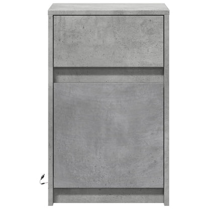 vidaXL Tables de chevet avec lumières LED 2 pcs Gris béton Bois d'ingénierie