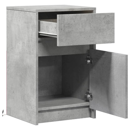 vidaXL Tables de chevet avec lumières LED 2 pcs Gris béton Bois d'ingénierie