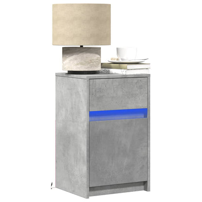 vidaXL Tables de chevet avec lumières LED 2 pcs Gris béton Bois d'ingénierie