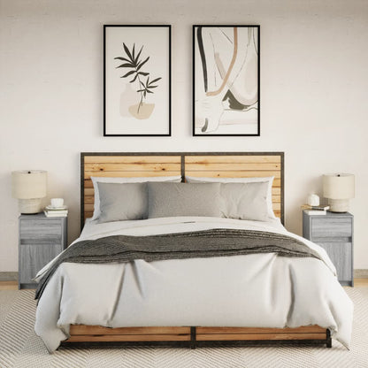 vidaXL Tables de chevet avec lumières LED 2 pcs Gris Sonoma en bois d'ingénierie