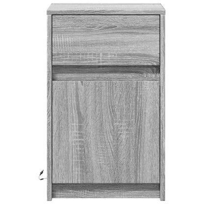 vidaXL Tables de chevet avec lumières LED 2 pcs Gris Sonoma en bois d'ingénierie