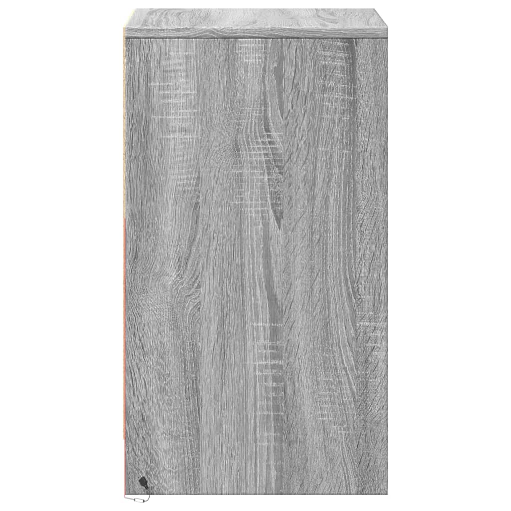 vidaXL Tables de chevet avec lumières LED 2 pcs Gris Sonoma en bois d'ingénierie