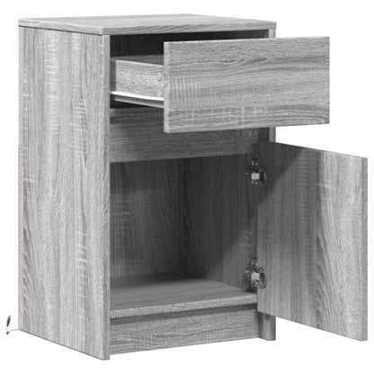 vidaXL Tables de chevet avec lumières LED 2 pcs Gris Sonoma en bois d'ingénierie