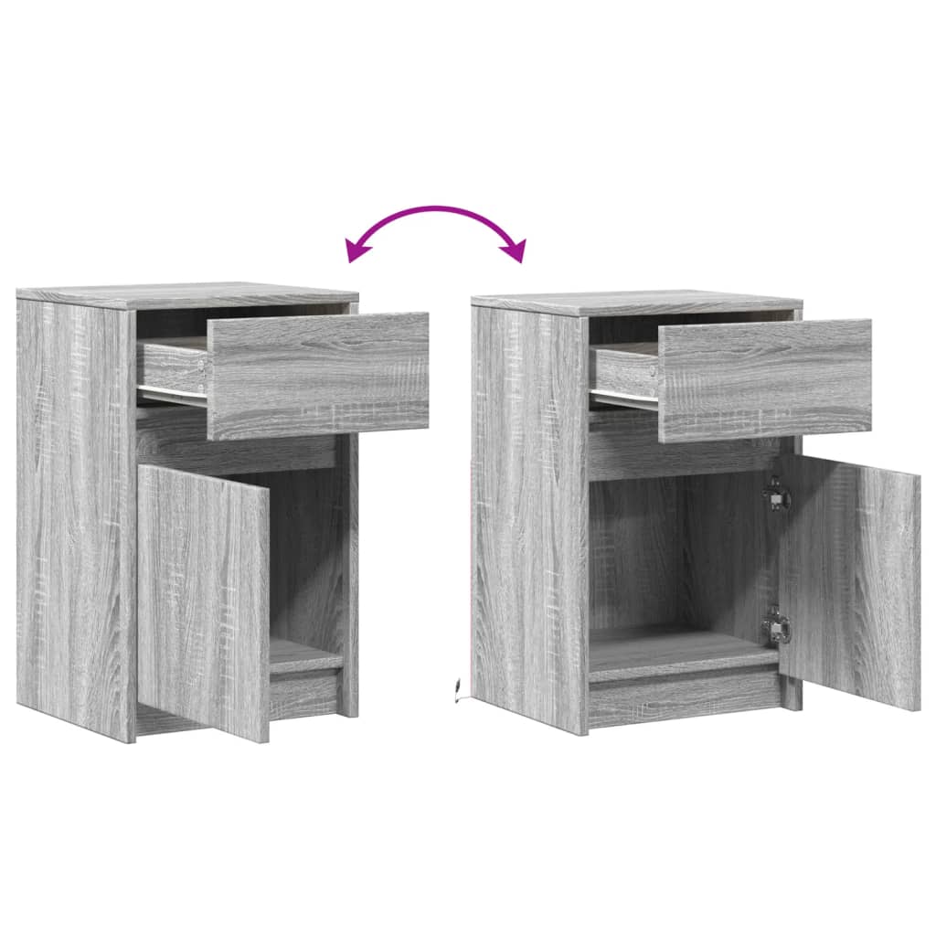 vidaXL Tables de chevet avec lumières LED 2 pcs Gris Sonoma en bois d'ingénierie