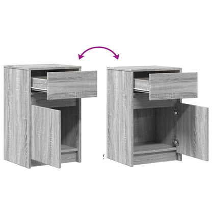 vidaXL Tables de chevet avec lumières LED 2 pcs Gris Sonoma en bois d'ingénierie