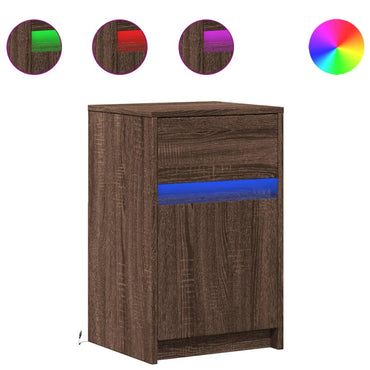 vidaXL Tables de chevet avec lumières LED 2 pcs Chêne marron Bois d'ingénierie