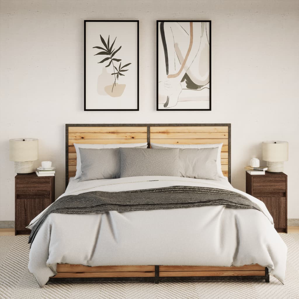 vidaXL Tables de chevet avec lumières LED 2 pcs Chêne marron Bois d'ingénierie