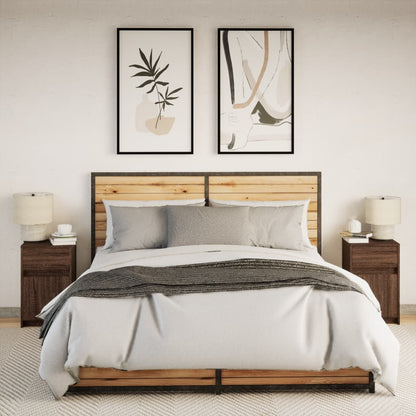 vidaXL Tables de chevet avec lumières LED 2 pcs Chêne marron Bois d'ingénierie