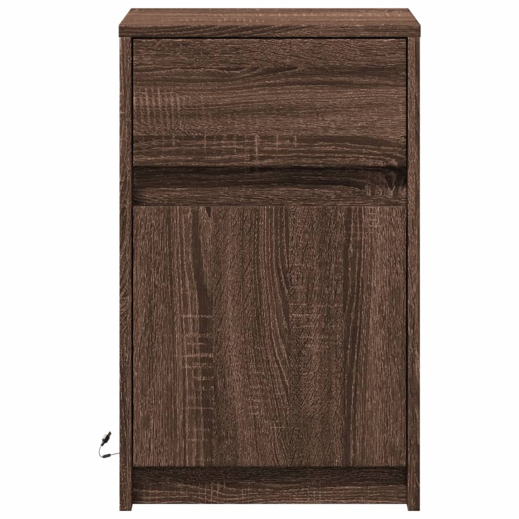 vidaXL Tables de chevet avec lumières LED 2 pcs Chêne marron Bois d'ingénierie