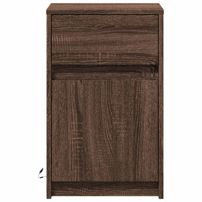 vidaXL Tables de chevet avec lumières LED 2 pcs Chêne marron Bois d'ingénierie