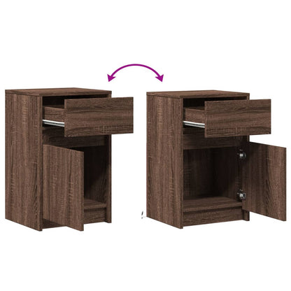 vidaXL Tables de chevet avec lumières LED 2 pcs Chêne marron Bois d'ingénierie