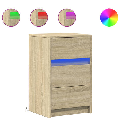 vidaXL Nachttisch mit LED-Leuchten Sonoma Eiche Holzwerkstoff