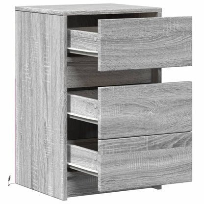 vidaXL Table de chevet avec lumières LED Gris sonoma Bois d'ingénierie