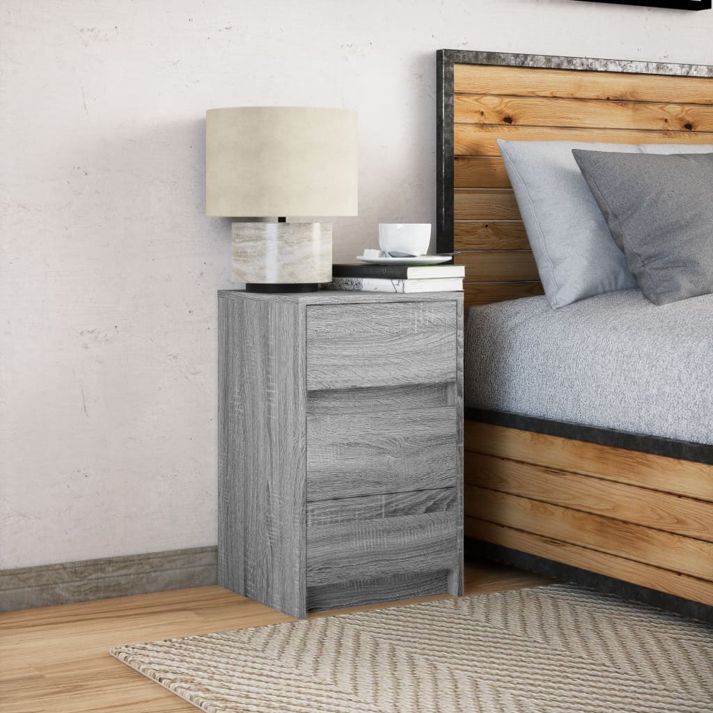 vidaXL Table de chevet avec lumières LED Gris sonoma Bois d'ingénierie