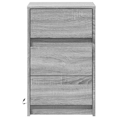 vidaXL Table de chevet avec lumières LED Gris sonoma Bois d'ingénierie