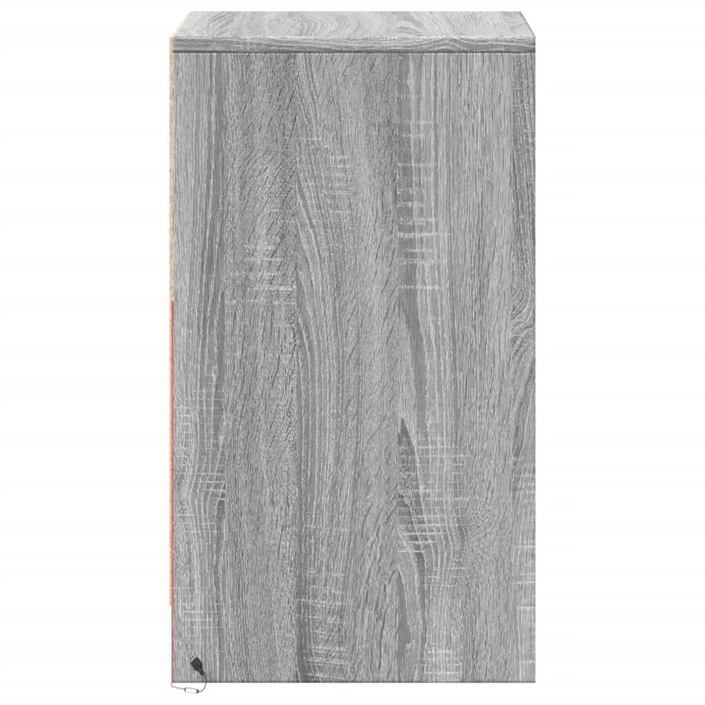 vidaXL Table de chevet avec lumières LED Gris sonoma Bois d'ingénierie
