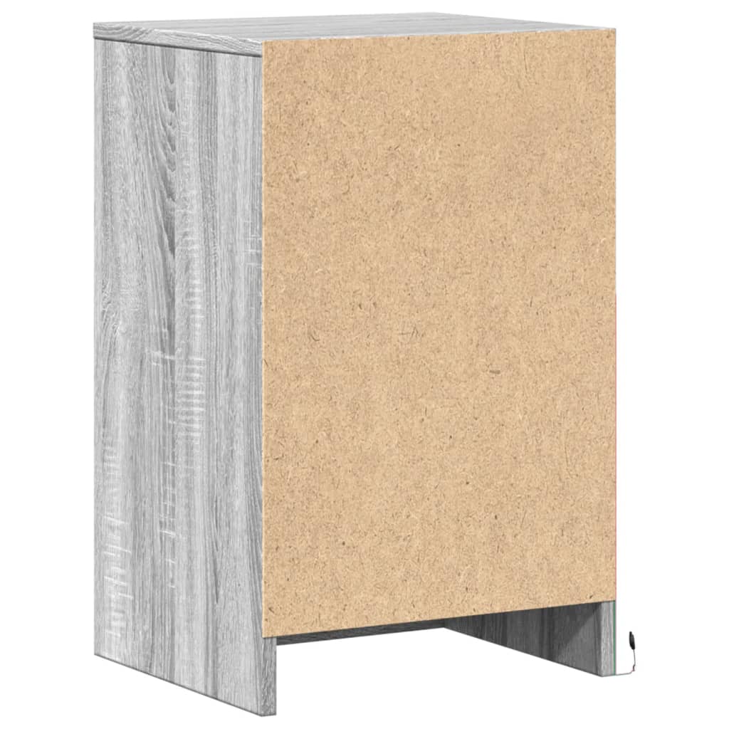vidaXL Table de chevet avec lumières LED Gris sonoma Bois d'ingénierie