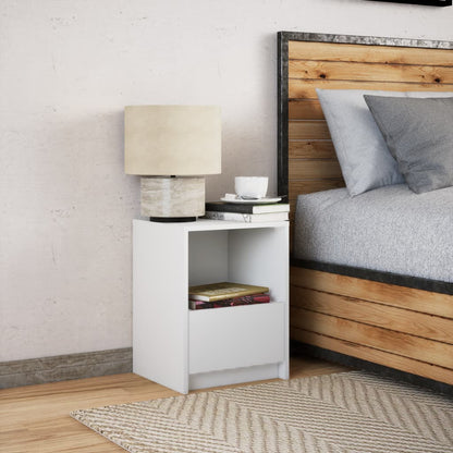 vidaXL Table de chevet avec lumières LED Blanc Bois d'ingénierie