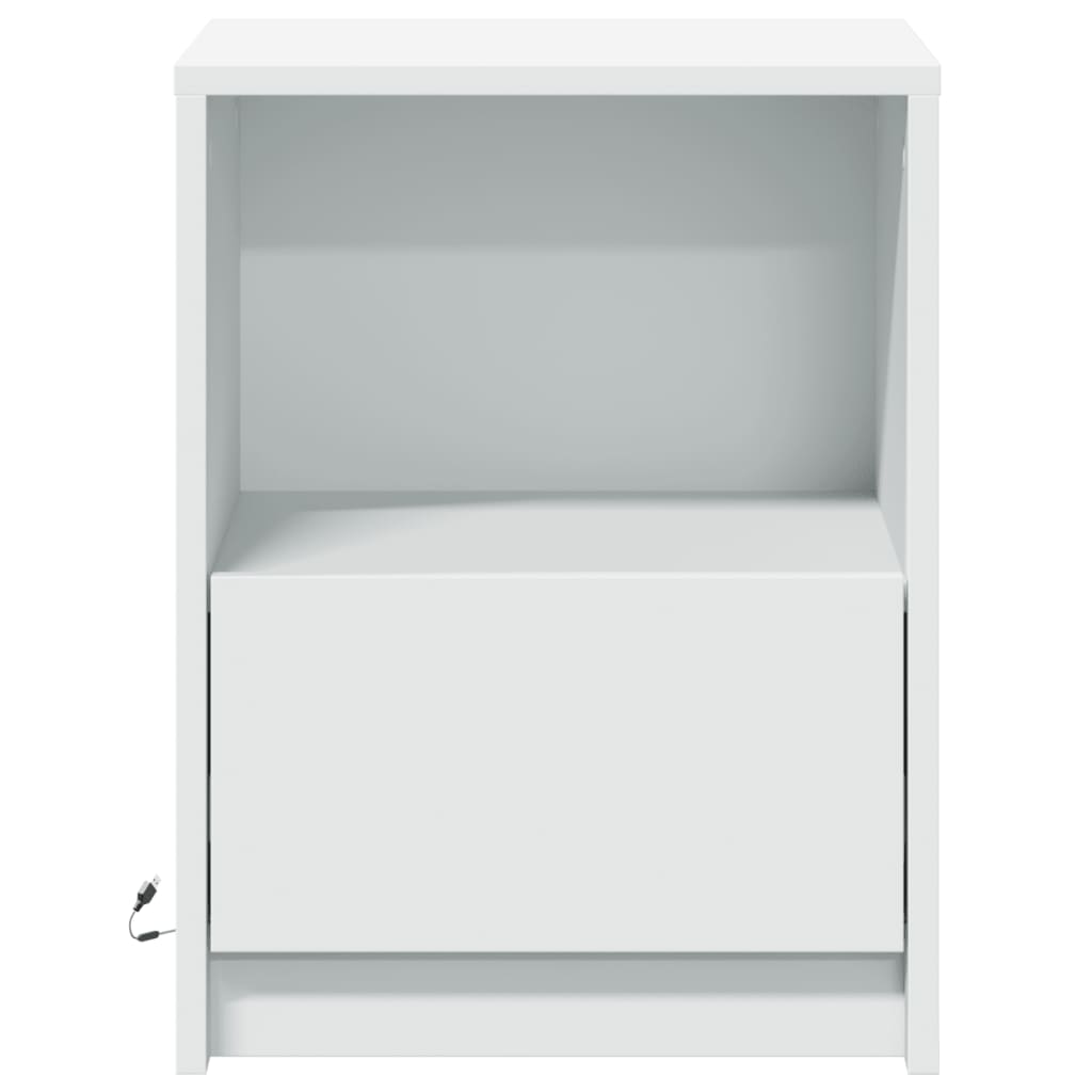 vidaXL Tables de chevet avec lumières LED 2 pcs Blanc Bois d'ingénierie