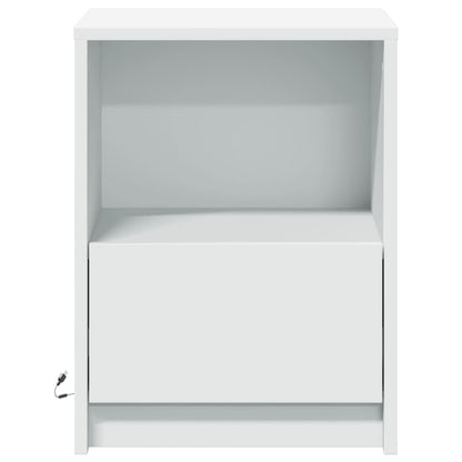 vidaXL Tables de chevet avec lumières LED 2 pcs Blanc Bois d'ingénierie