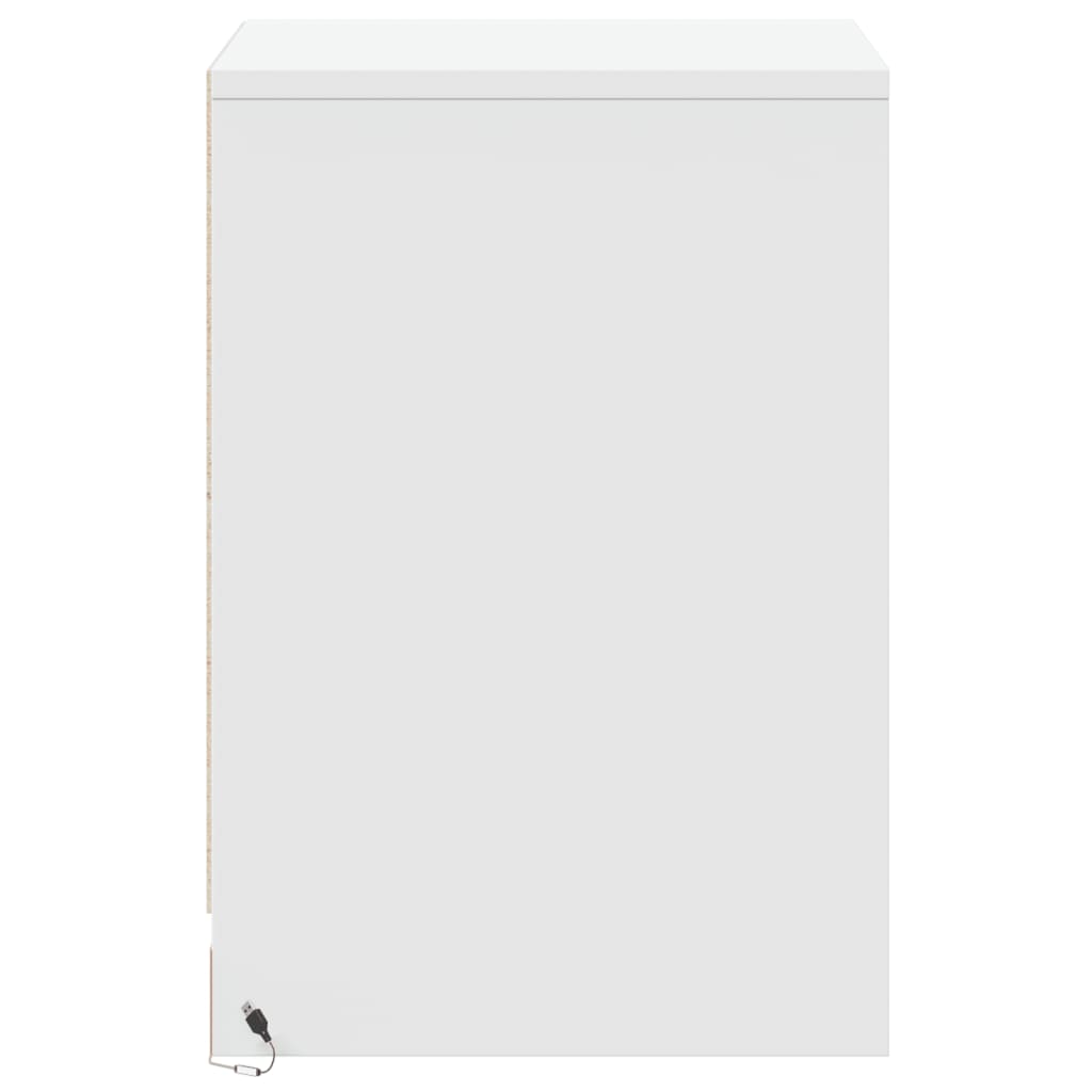 vidaXL Tables de chevet avec lumières LED 2 pcs Blanc Bois d'ingénierie