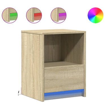 vidaXL Tables de chevet avec lumières LED 2 pcs Chêne Sonoma Bois d'ingénierie