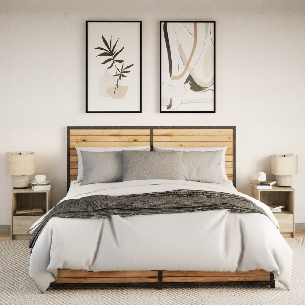 vidaXL Tables de chevet avec lumières LED 2 pcs Chêne Sonoma Bois d'ingénierie