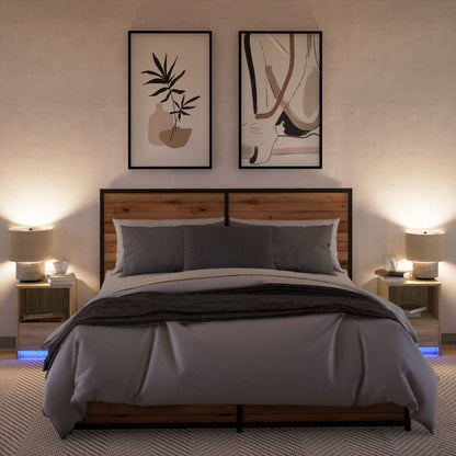 vidaXL Tables de chevet avec lumières LED 2 pcs Chêne Sonoma Bois d'ingénierie