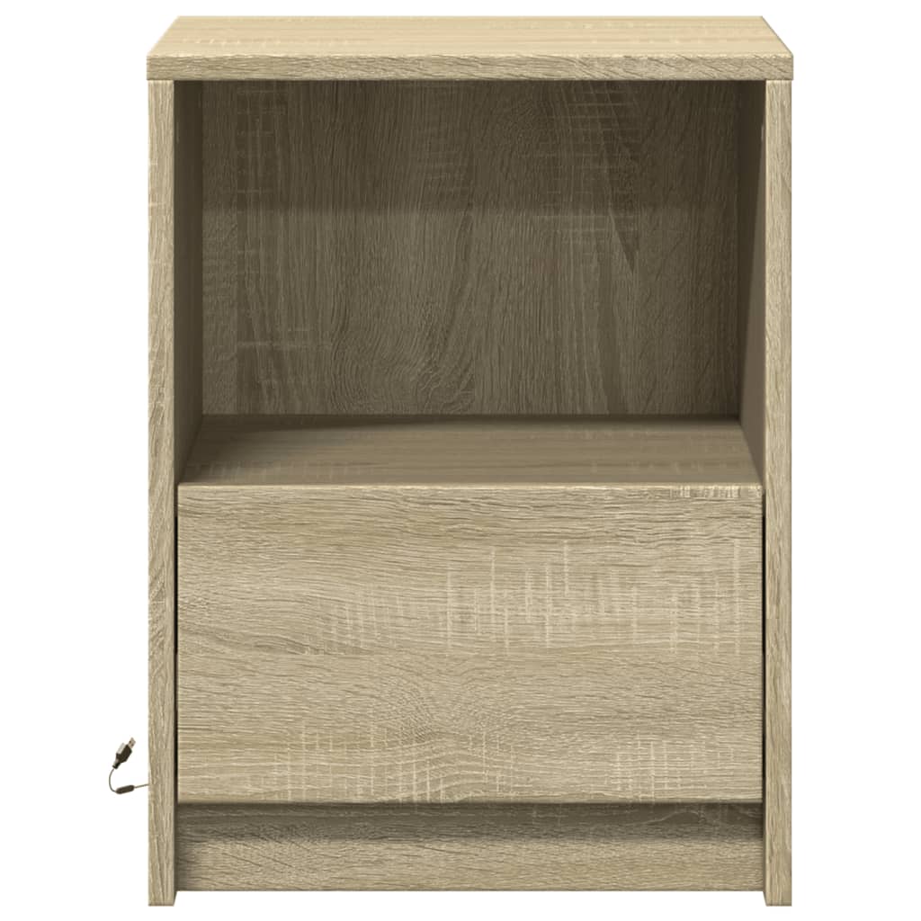 vidaXL Tables de chevet avec lumières LED 2 pcs Chêne Sonoma Bois d'ingénierie