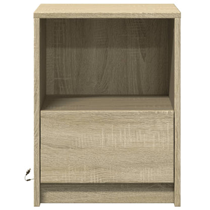 vidaXL Tables de chevet avec lumières LED 2 pcs Chêne Sonoma Bois d'ingénierie