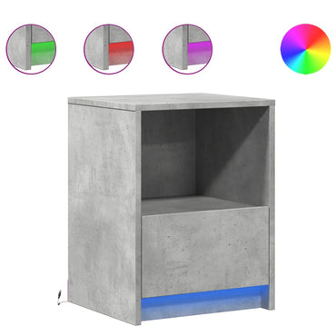 vidaXL Tables de chevet avec lumières LED 2 pcs Gris béton Bois d'ingénierie